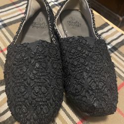 Faded Glory, Black Lace Slip On Flats- Stylish Woman’s Shoes