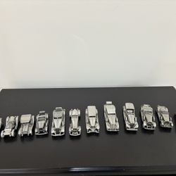 Vintage Classic Cars of Early 1900’s. Set of 12. Danbury Mint Pewter Collection. Like New Condition!