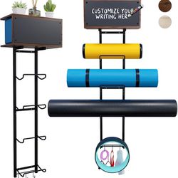 Yoga Mat Holder Wall Mount 4 Tier, Yoga Mat Storage Rack with 3 Hanging  Hooks for Sale in Lawrenceville, GA - OfferUp