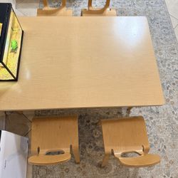 Kids Wood Table With 4 Chairs Set
