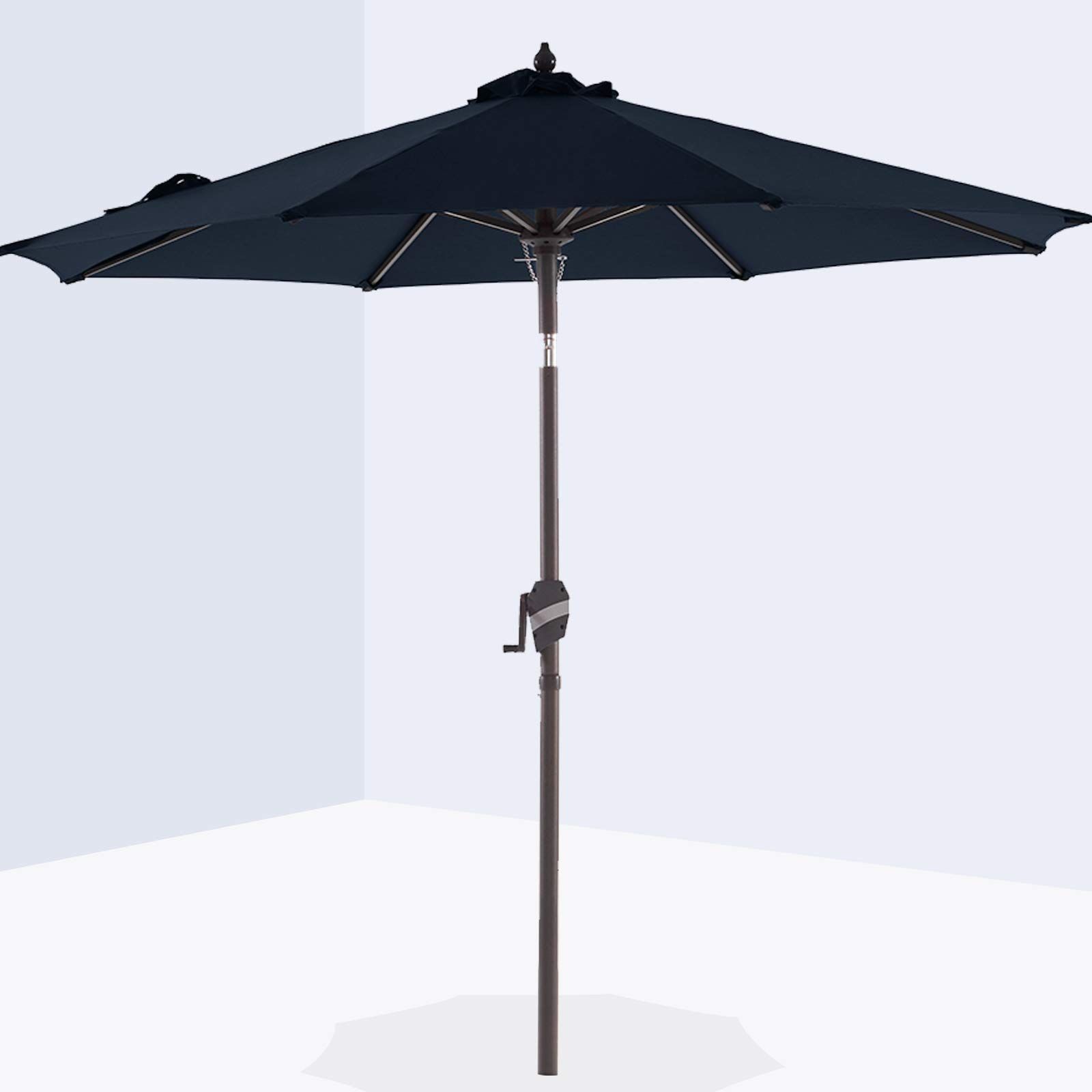VINEY 9FT Sunbrella Umbrella Market Table Sun Umbrella Aluminum Patio Umbrella with 5-Year Non-Fading Sunbrella Acrylic Fabric Canopy Top, Navy Blue 