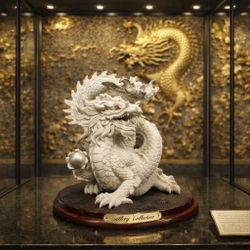 White Dragon sculpture Statue Figurine Collectible Vintage Antique China Chinese Japanese