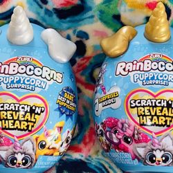 2 SET/::🐶🌈 🐶🌷 Rainbocorns Puppycorn Surprise Scratch N Reveal Dog Plushs
