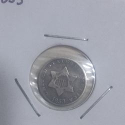 1853 Silver 3 Cent Nickel 