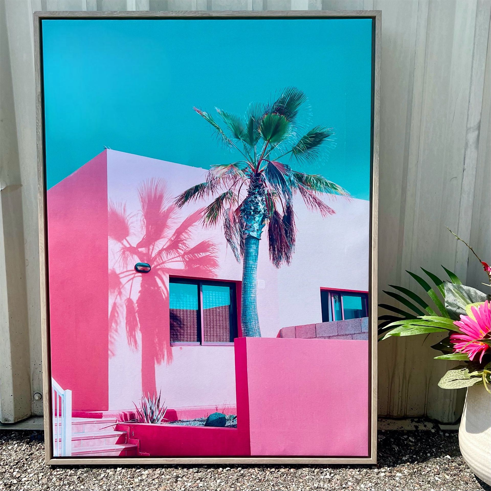 Tropical Pink Vibes Vanilla Palm Canary Island Pastel Colors Design Wall Art - 24”x32”