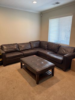 Brown leather couch