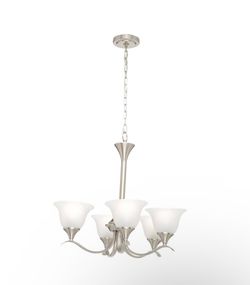 Hampton Bay  5-Light Brushed Nickel Chandelier with Glass Shades (defective See NOTE)