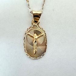 14K 3-Tone Gold Crucifix Charm