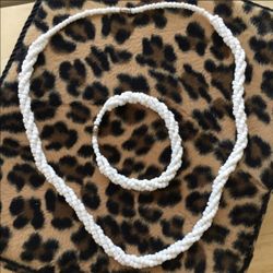 Opal white beaded set