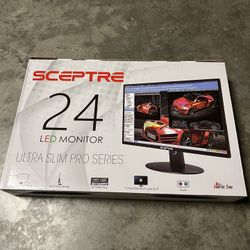 Sceptre 24-inch Professional Thin 1080p LED Monitor 99% sRGB 2x HDMI VGA Build-in Speakers, Machine Black (E248W-19203R Series)