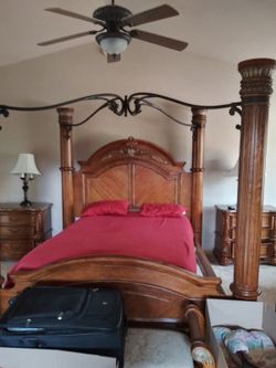 california king wooden bed frame with canopy