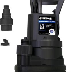MEDAS Portable Sump Pump for Swimming Pool, Garden Pond, Basement Water Removal with 10ft Power Cord 1/3HP