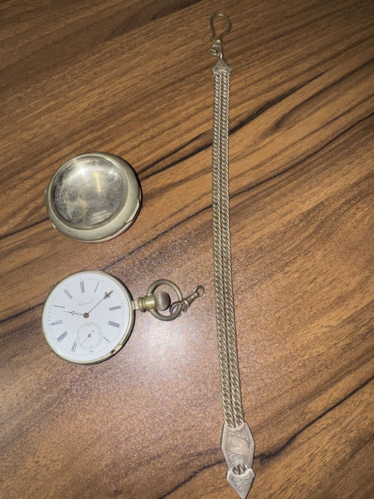 Vintage Imperial Pocket Watch With .925 Silver Chain