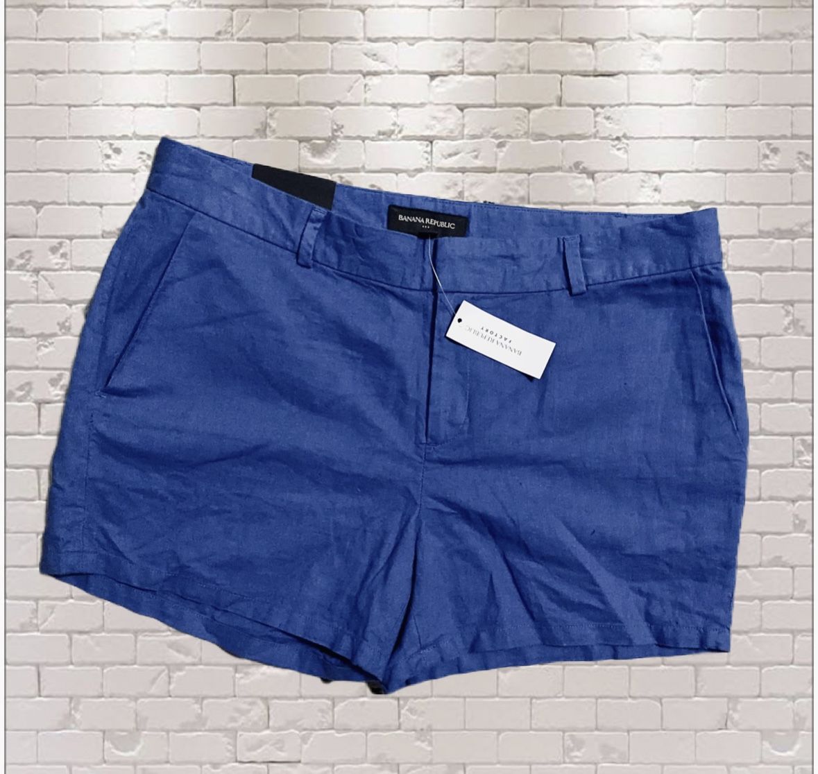Banana Republic NWT Linen Shorts Women’s Size 6 Blue Short 4”