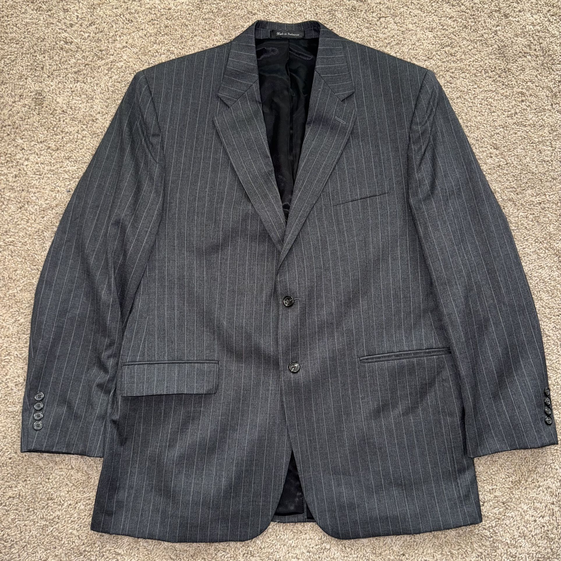 Chaps by Ralph Lauren Blazer 44L Gray Pinstripe 100% Wool Suit Jacket Sport Coat
