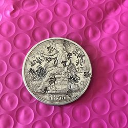 1875-CC US $1 Silver Coin Trade Dollar Chop-Marked 