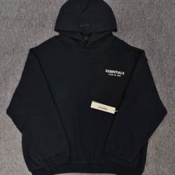 Essential Hoodies Black With White Size XS&S
