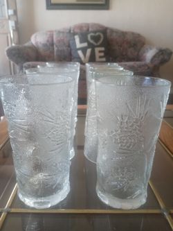 4 Vintage Tiara Glass Ponderosa Pine Large drinking glasses