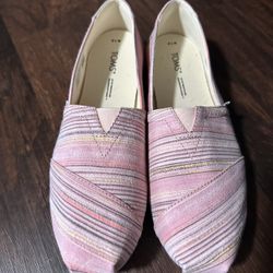 New: Toms 7.5 Pink Pastel Striped Flats