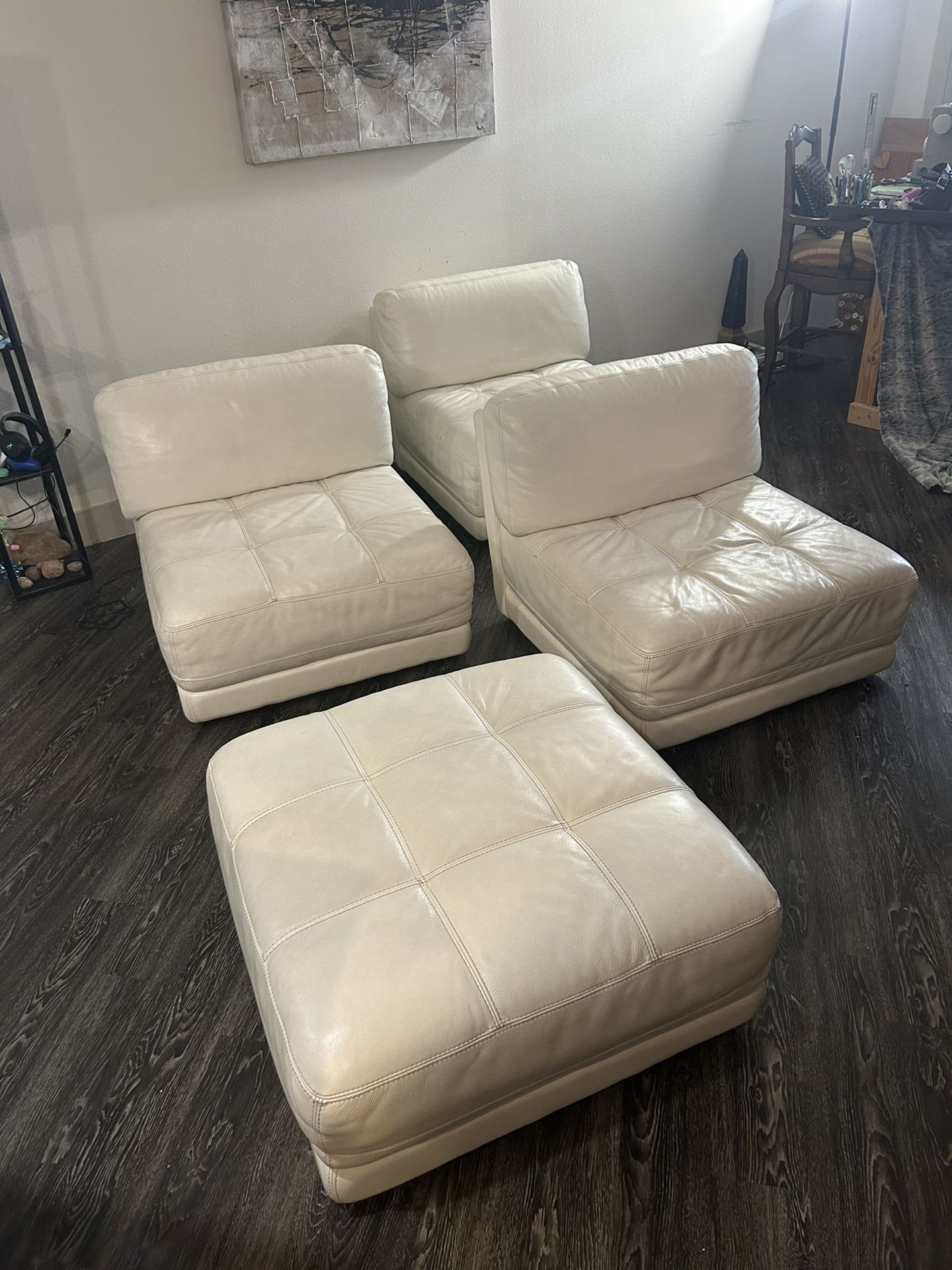 Off White Leather Couch 