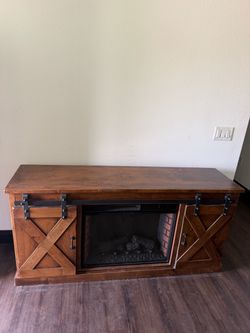 Farmhouse TV Stand with Electric Fireplace