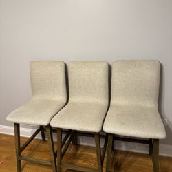 3 Counter Height Stools Beige