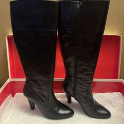 Black Leather Coach Millie Boots