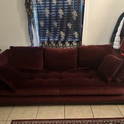 Burgundy Velvet Couch