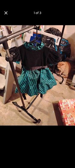 Girls Black and Teal Plaid Dress