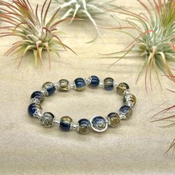 Midnight Blue and Gold Glass Bead Bracelet