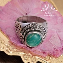 Sterling Silver 925 Navajo Ring With Green Tuorques Stone.