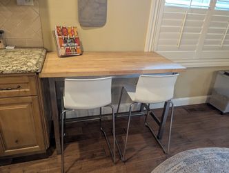 Counter Height, Butcher Block Table With Chairs