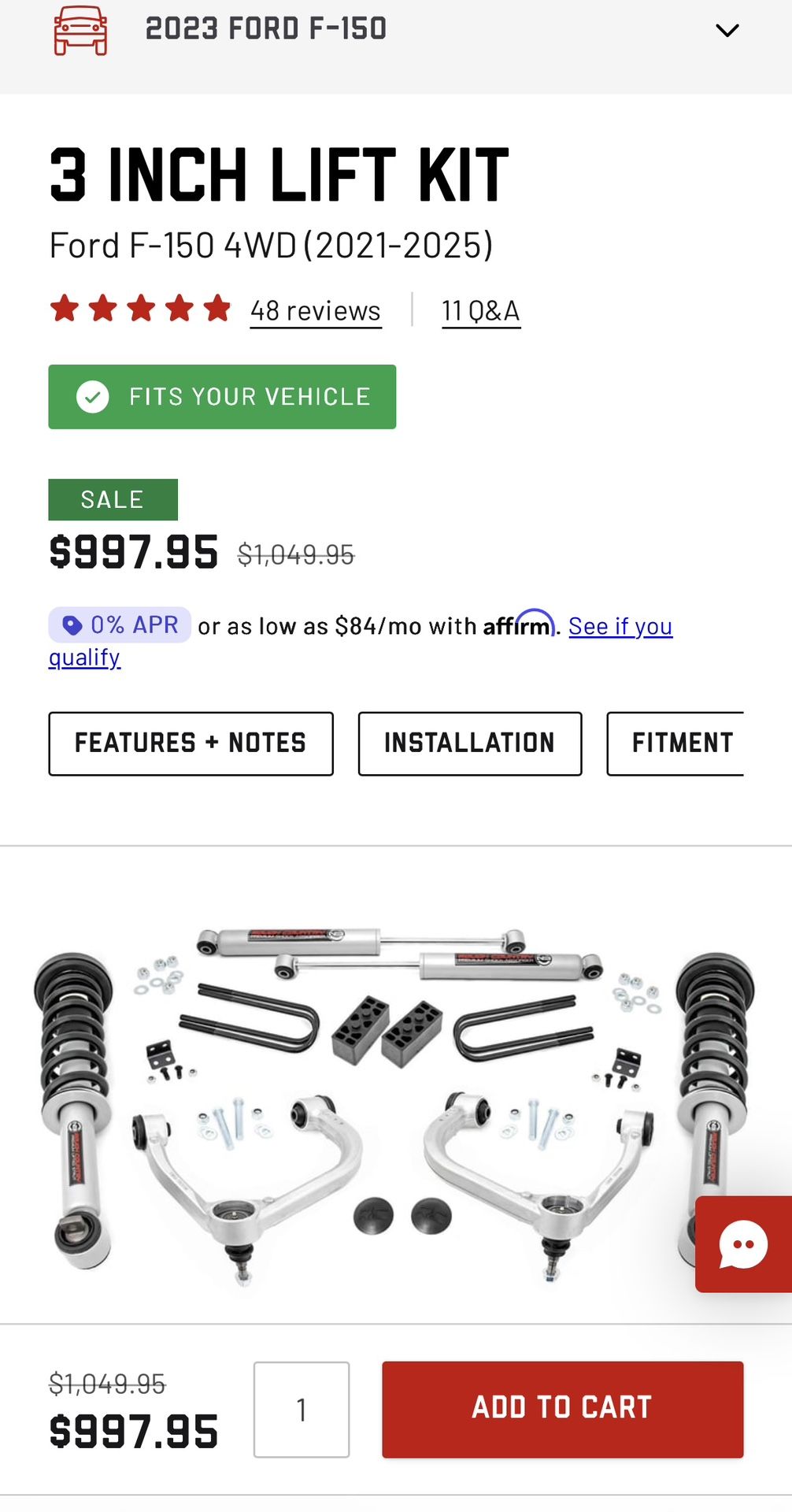 2023 F150 3 Inch Rough Country Lift