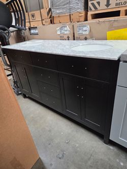 Double Sink Bathroom Vanity with Marble Top 60"