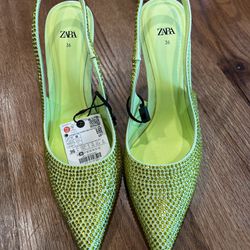 Zara Green High Heels Size 36 / US6