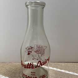Vintage Pratt’s Dairy Milk Bottle 🐮 