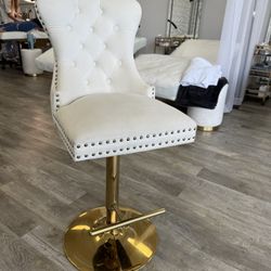 Off White Beige With Gold Chair Stool