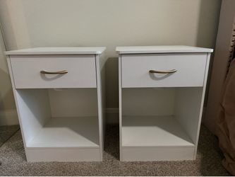 Modern White Nightstands/End Tables  with Gold Handles (Set of 2)