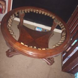 Brown Wooden Round Coffee Table 