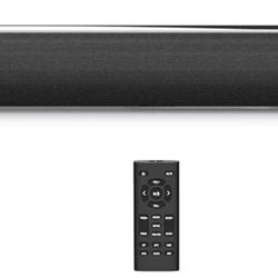 
HDMI Sound Bar for TV, Bluetooth Small TV Soundbar Speaker, Optical/HDMI/Aux/Coax/USB/Bluetooth Connection for TV, PC, Projectors, Includes Remote Co