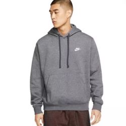 NEW Nike Men Small Sportswear Club Fleece Pullover Hoodie - Charcoal BV2654-071
