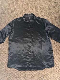 Black silk - button up long sleeve Size M