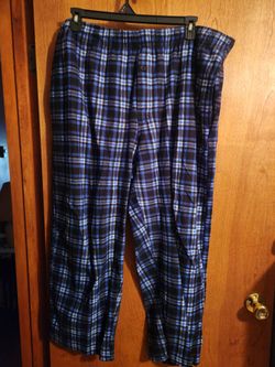 Fruit of the loom 2x men's blue plaid flannel Pajama Pants