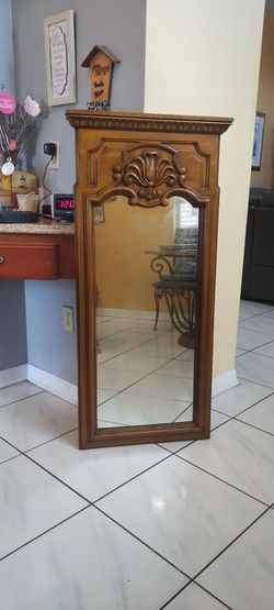Vintage 48x21 Decorative Wooden Wall Mirror