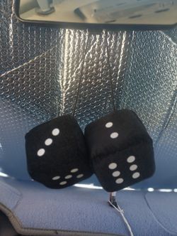 Retro Fuzzy Dice Mirror Charm.