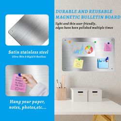 Magnetic Board 17.5" X 11.7" Magnet Board for Wall Stainless Steel Metal Magnetic Board for Wall for Magnet Display Photos Office Supplies Kitchen Stu