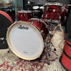 Ludwig Red Oyster Pearl 3pc Drum Set And Cases