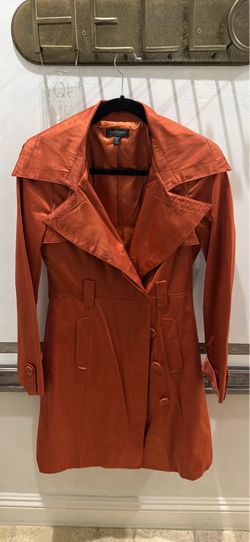 Bebe Orange Belted Trench Coat- Size Small