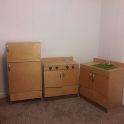 Vintage Wood Play Kitchen Set