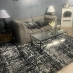 3 Piece Black Glass Coffee Table End Stands Set